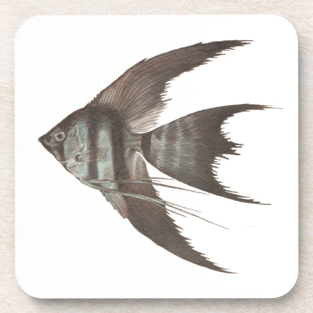 Black Veil Tail Angelfish Set of 6 Coasters (Front)
