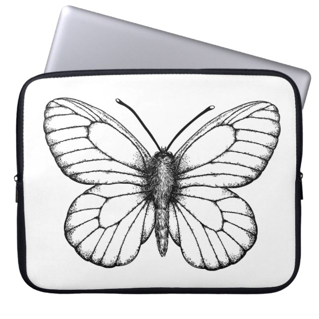 Black-veined white butterfly laptop sleeve (Front)