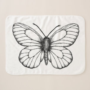 Black-veined white butterfly sherpa blanket