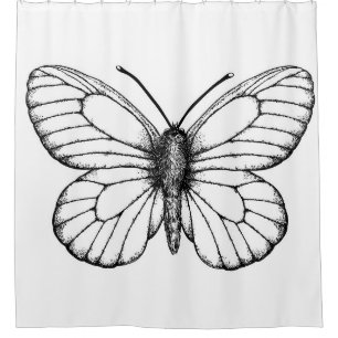 Black-veined white butterfly shower curtain