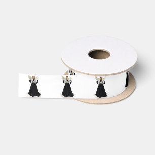 Black Velvet Angel White Ribbon Satin Ribbon