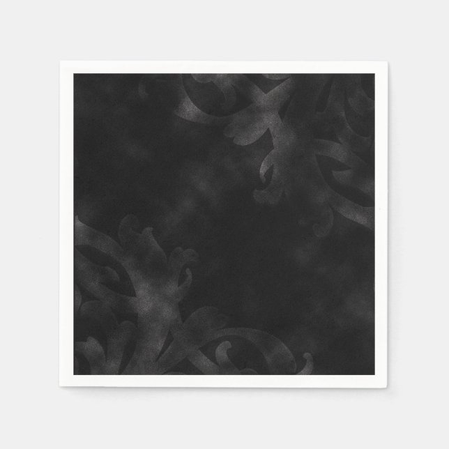 Black Velvet Elegant Vintage Glam Glamour Party Napkin (Front)