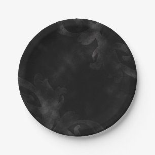 Black Velvet Elegant Vintage Glam Glamour Party Paper Plate