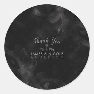 Black Velvet Elegant Vintage Glam Glamour Wedding Classic Round Sticker