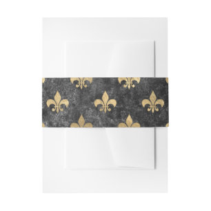 Black Velvet Fleur De Lis Mardi Gras Orleans Invitation Belly Band