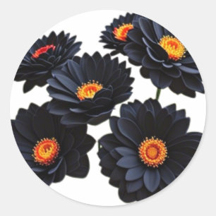 Black velvet flowers classic round sticker