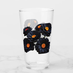 Black velvet flowers glass