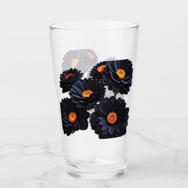 Black velvet flowers  glass (Front)