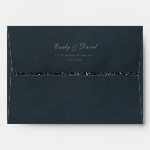 Black Velvet Glitter Wedding Envelope