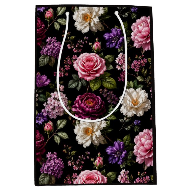 Black Velvet Rose Medium Gift Bag (Front)