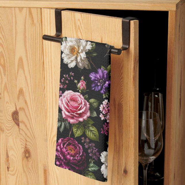 Black Velvet Rose Tea Towel (Thirds Fold)
