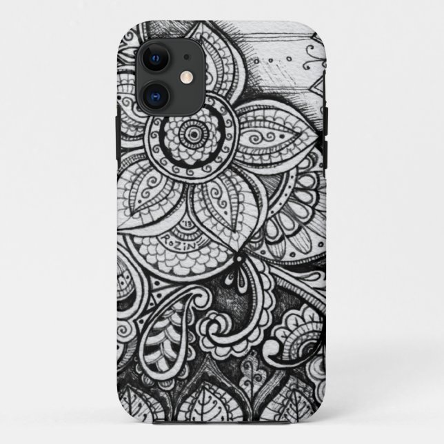 Black Velvet White Damask Dreamcatcher Mandala Art Case-Mate iPhone Case (Back)