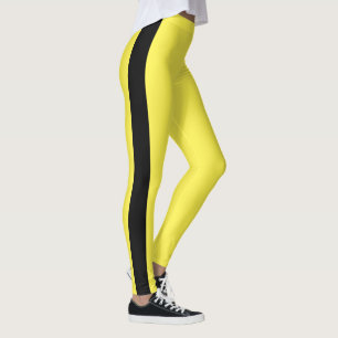Black Vertical Camouflage Stripe   Lemon Yellow Leggings