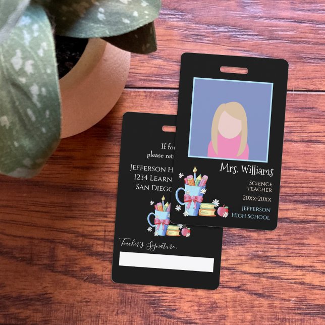 Black Vertical Photo ID Educator Badge (Black vertical educator photo ID badge )