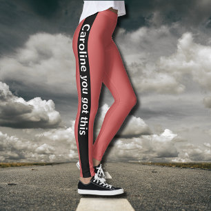 Black Vertical Stripe   Add Text   Rusty Orange Leggings