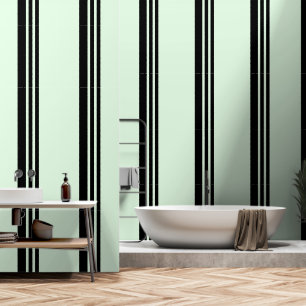 Black Vertical Stripes On Pale Green Wallpaper