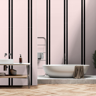 Black Vertical Stripes On Pastel Pink  Wallpaper