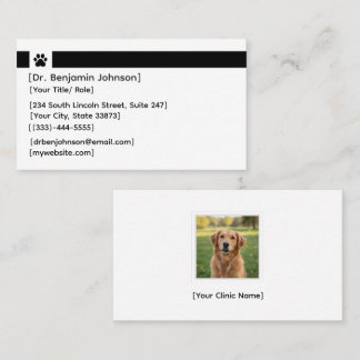 Black Veterinarian Business Card | Clinic Photo