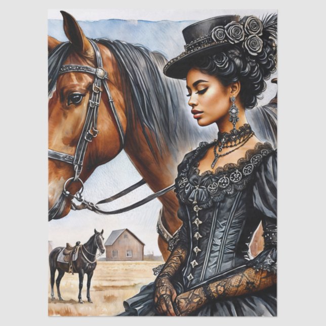 Black Victorian Woman With Horse Tissue Paper (Front)
