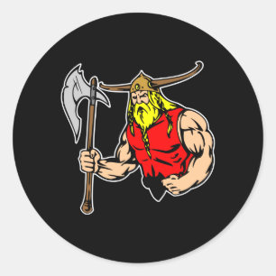 Black Viking Classic Round Sticker