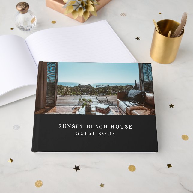 Black Villa Rental Vacation House Guest Insights Book (Front Open)