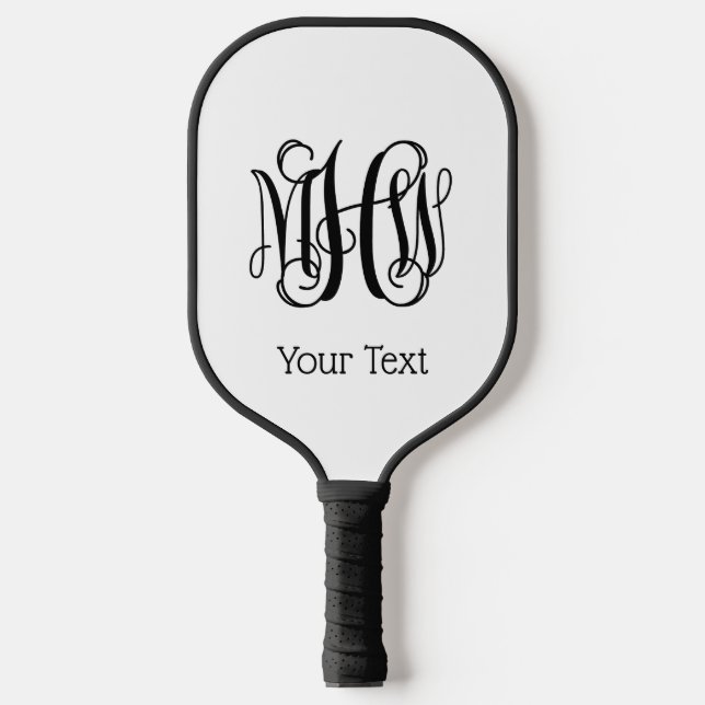 Black Vine Script Monogram DIY BG Pickleball Paddle (Front)
