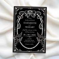 Black Vintage artistic baroque wedding  invitation