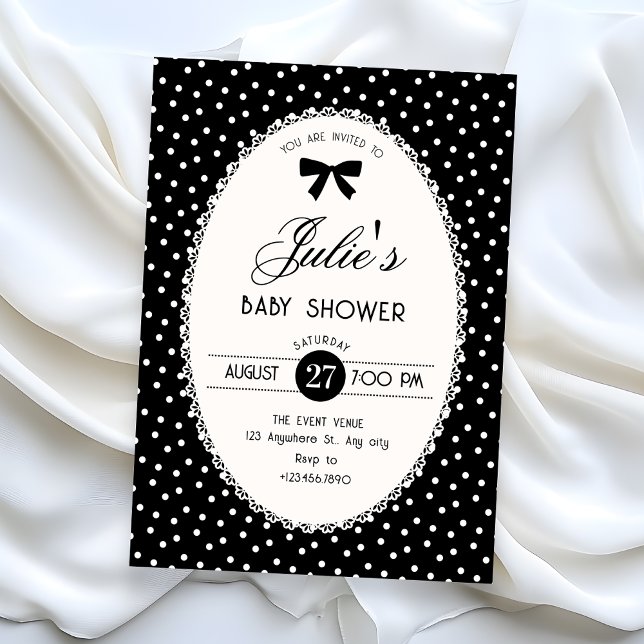 Black vintage baby shower invitation (Creator Uploaded)
