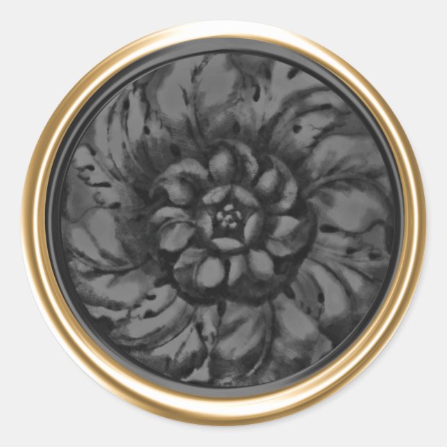 Black Vintage Baroque Embossed Look Seal (Front)