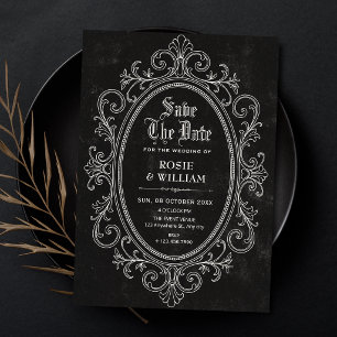 Black Vintage baroque victorian Save The Date