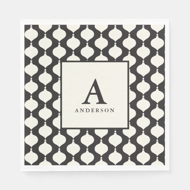 Black vintage bauble Christmas party Napkin (Front)