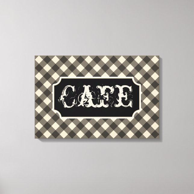 Black Vintage Cafe Sign Wall Art Canvas (Front)