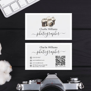 Black Vintage Camera Art, Photographer Business Card