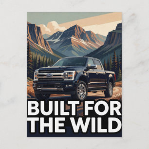 🚗 Black Vintage Car Mountain Art Postcard