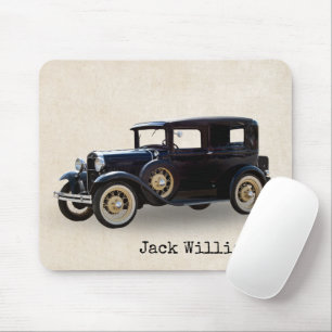 Black Vintage Car Mouse Pad