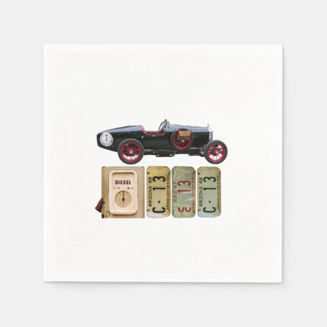 Black Vintage Car Napkin (Front)