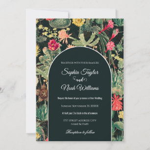 Black Vintage Colourful Cactus Invitation