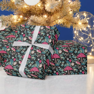 Black Vintage Cottagecore Wrapping Paper