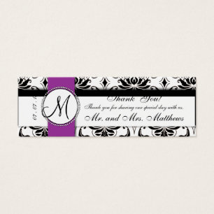 Black Vintage Damask Purple Wedding Favour Tag