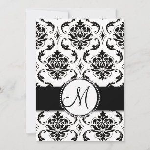 Black Vintage Damask Wedding Invitation