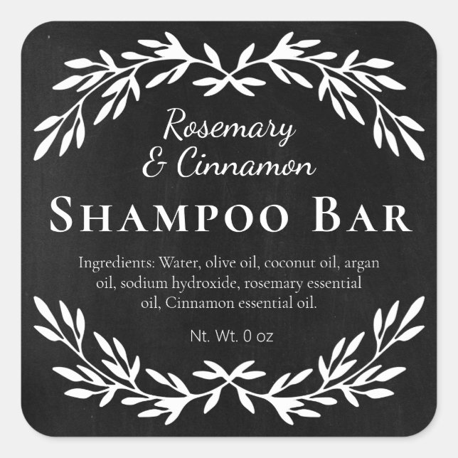 Black Vintage DIY Shampoo Bar Labels (Front)