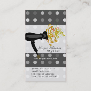 Black Vintage Dotted Beauty Salon Hair Stylist Appointment Card