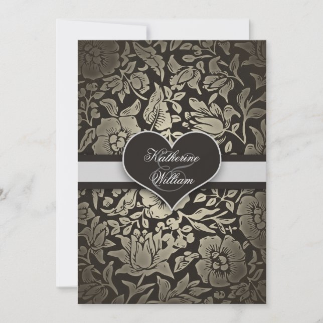 black vintage engagement party invitations (Front)