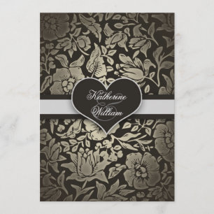 black vintage engagement party invitations