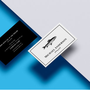 Black Vintage Fishing Guide Professional Fisherman Business Card