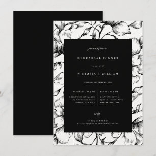 Black Vintage Floral Rehearsal Dinner Announcement