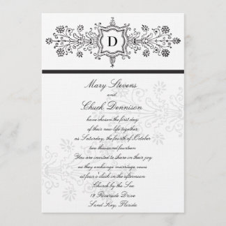 Black Vintage Flourish Wedding Invitation