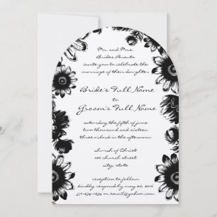 Black Vintage Flower Wedding Invitation