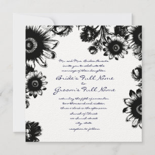 Black Vintage Flower Wedding Invitation
