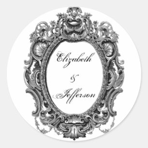Black Vintage Frame Monogrammed Stickers